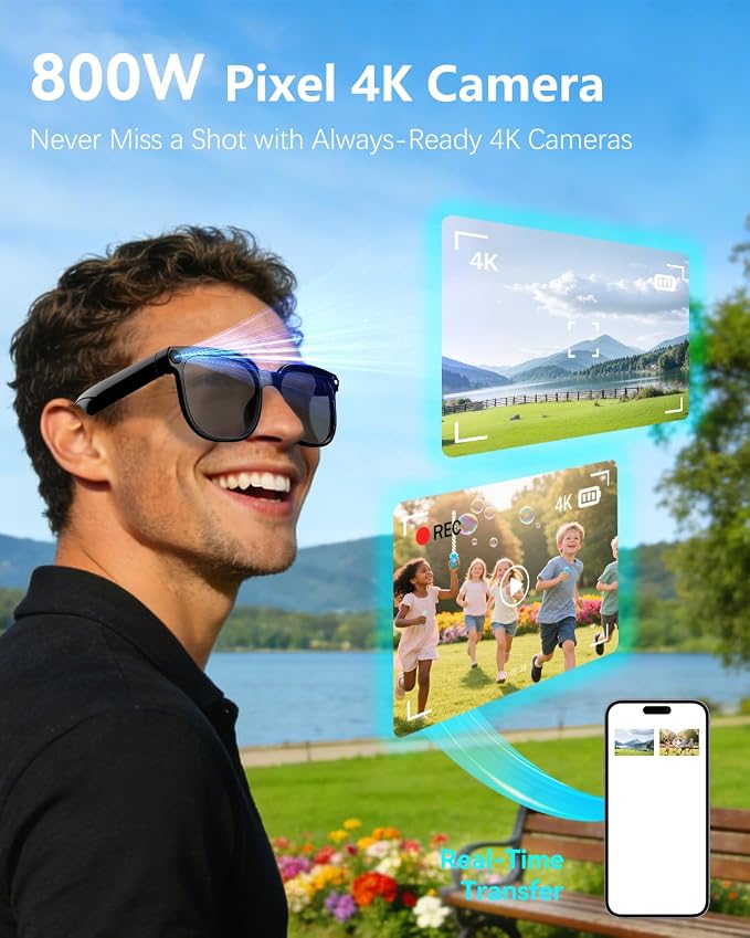 KUUKID AI Smart Glasses with 8MP Camera, 4K Video and 139-Language Translation